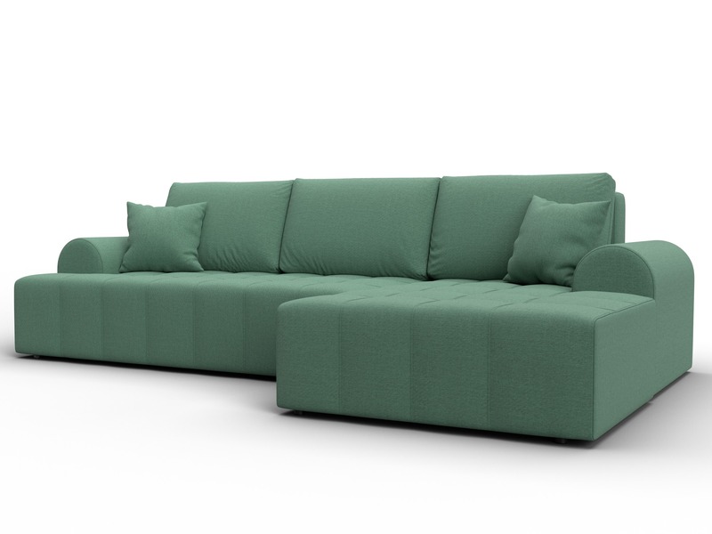 Диван угловой Лига-080 угол правый, Рогожка, Амур 11 зеленый