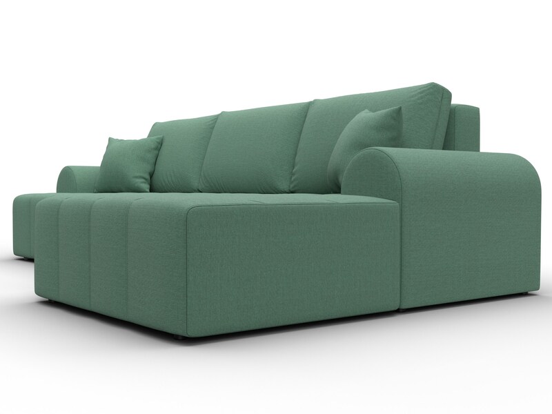 Диван угловой Лига-080 угол правый, Рогожка, Амур 11 зеленый