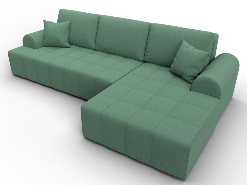 Диван угловой Лига-080 угол правый, Рогожка, Амур 11 зеленый