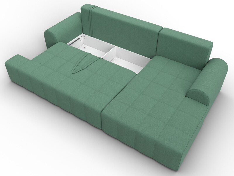 Диван угловой Лига-080 угол правый, Рогожка, Амур 11 зеленый