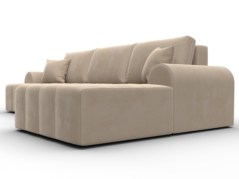 Диван угловой Лига-080 угол правый, Велюр, SEVEN 729 бежевый