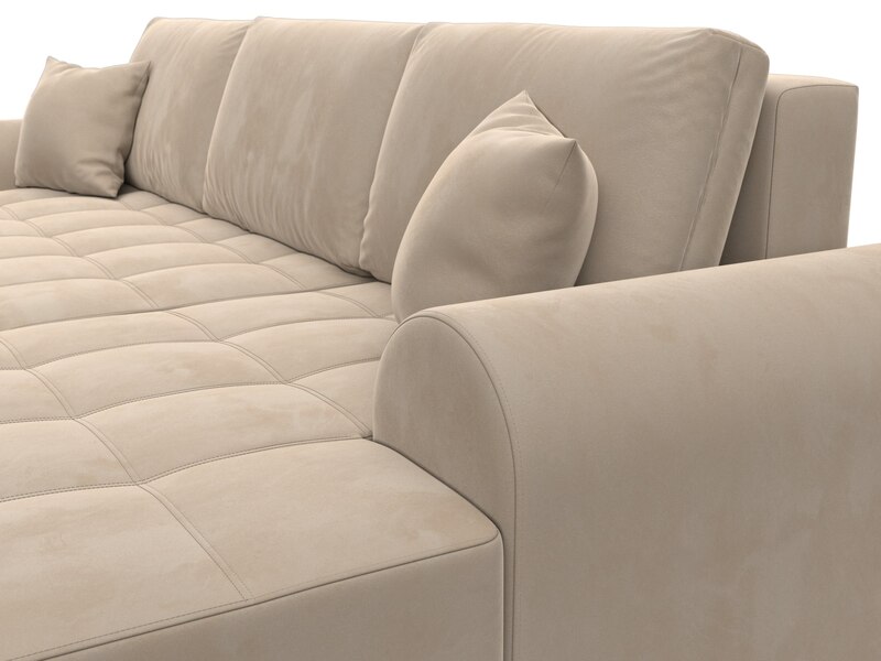 Диван угловой Лига-080 угол правый, Велюр, SEVEN 729 бежевый