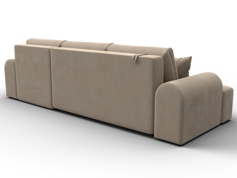 Диван угловой Лига-080 угол правый, Велюр, SEVEN 729 бежевый