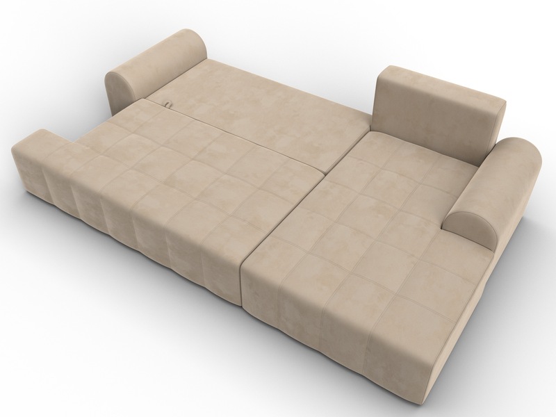 Диван угловой Лига-080 угол правый, Велюр, SEVEN 729 бежевый