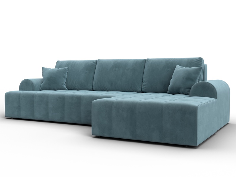 Диван угловой Лига-080 угол правый, Велюр, SEVEN 113 бирюзовый