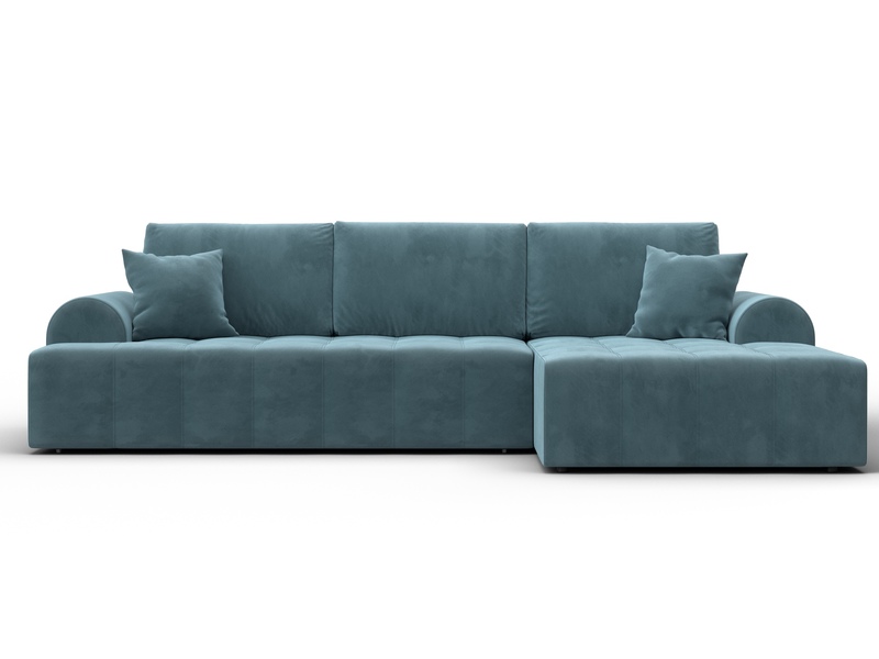 Диван угловой Лига-080 угол правый, Велюр, SEVEN 113 бирюзовый
