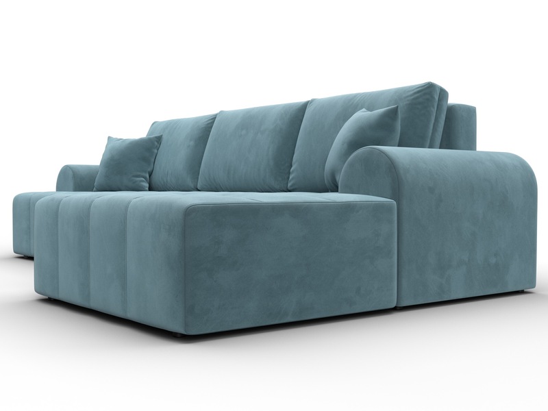 Диван угловой Лига-080 угол правый, Велюр, SEVEN 113 бирюзовый