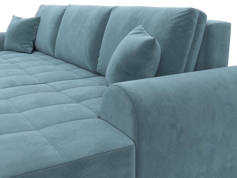 Диван угловой Лига-080 угол правый, Велюр, SEVEN 113 бирюзовый