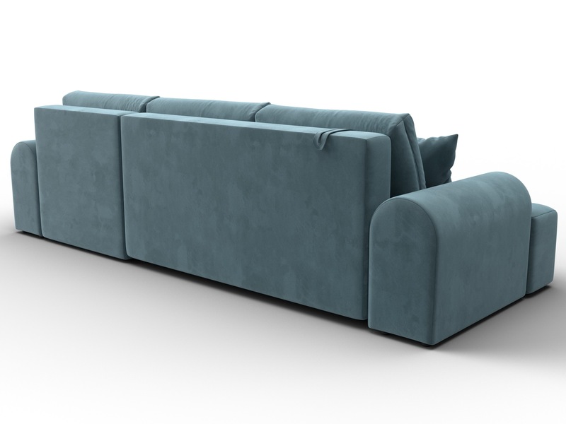 Диван угловой Лига-080 угол правый, Велюр, SEVEN 113 бирюзовый