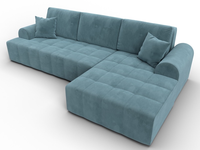 Диван угловой Лига-080 угол правый, Велюр, SEVEN 113 бирюзовый