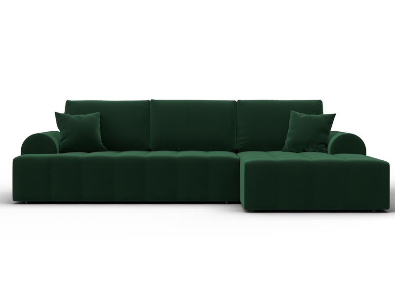 Диван угловой Лига-080 угол правый, Велюр, SEVEN 626 зеленый