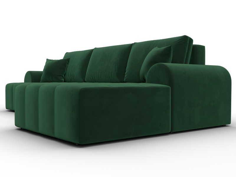 Диван угловой Лига-080 угол правый, Велюр, SEVEN 626 зеленый