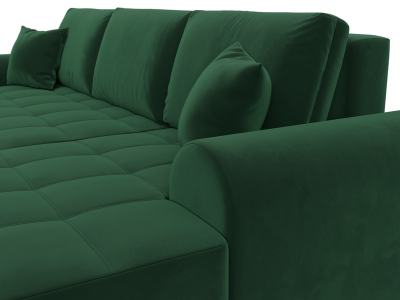 Диван угловой Лига-080 угол правый, Велюр, SEVEN 626 зеленый