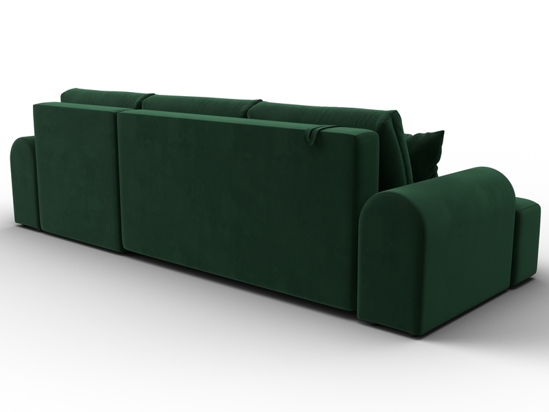 Диван угловой Лига-080 угол правый, Велюр, SEVEN 626 зеленый