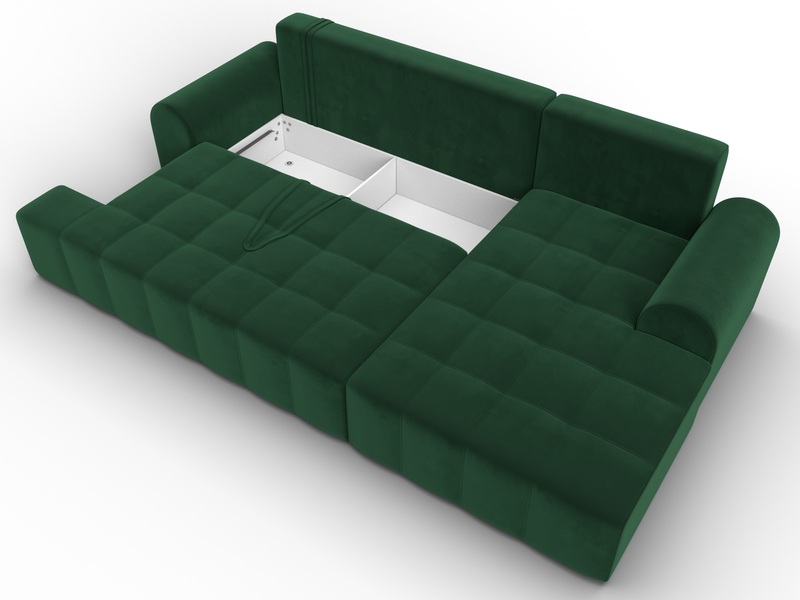 Диван угловой Лига-080 угол правый, Велюр, SEVEN 626 зеленый