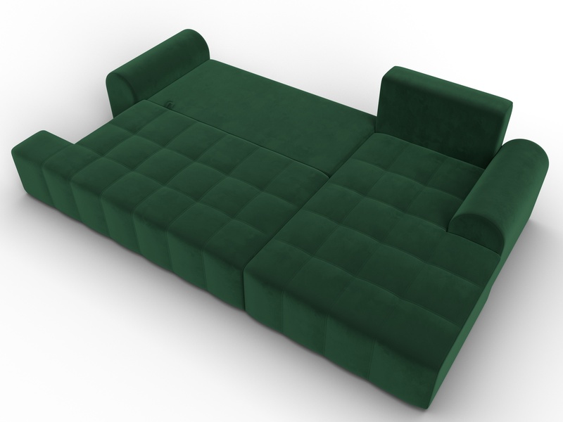 Диван угловой Лига-080 угол правый, Велюр, SEVEN 626 зеленый