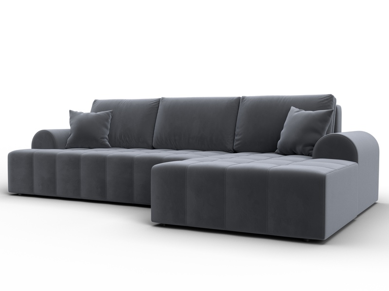 Диван угловой Лига-080 угол правый, Велюр, SEVEN 17 серый