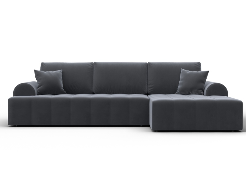 Диван угловой Лига-080 угол правый, Велюр, SEVEN 17 серый