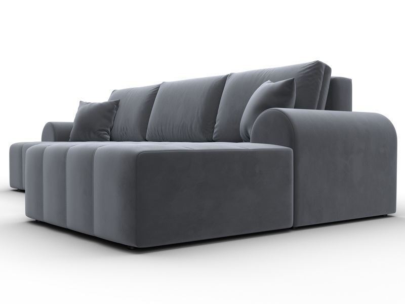 Диван угловой Лига-080 угол правый, Велюр, SEVEN 17 серый