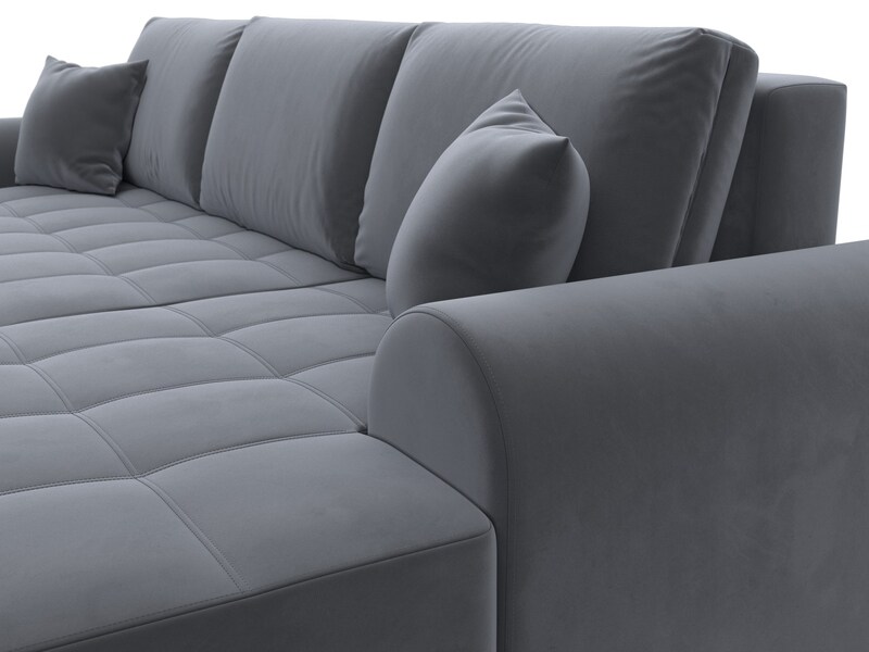 Диван угловой Лига-080 угол правый, Велюр, SEVEN 17 серый