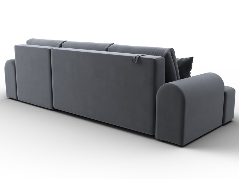 Диван угловой Лига-080 угол правый, Велюр, SEVEN 17 серый