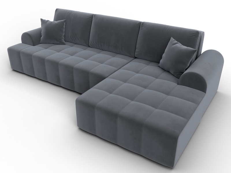 Диван угловой Лига-080 угол правый, Велюр, SEVEN 17 серый