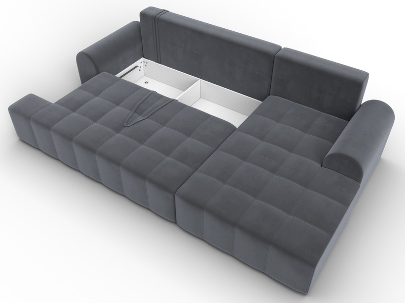 Диван угловой Лига-080 угол правый, Велюр, SEVEN 17 серый