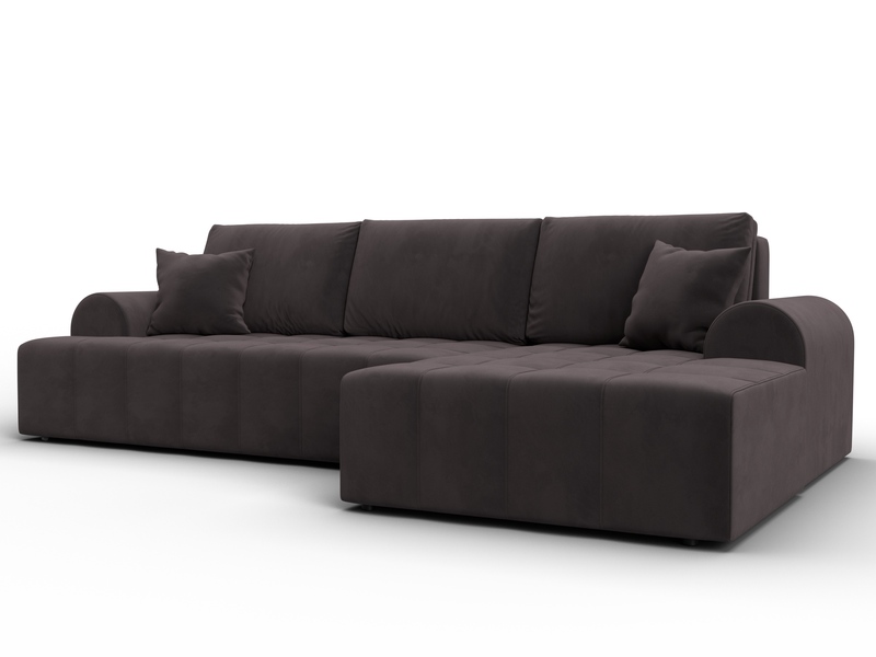 Диван угловой Лига-080 угол правый, Велюр, SEVEN 727 коричневый