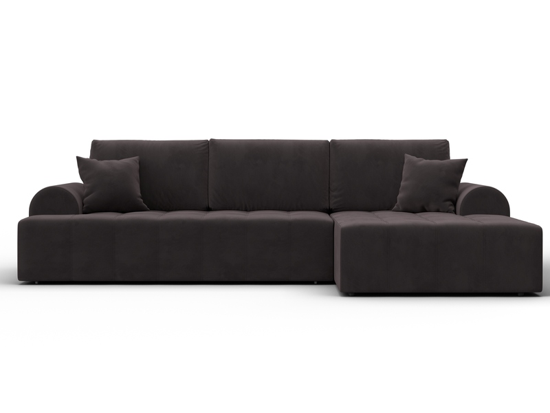 Диван угловой Лига-080 угол правый, Велюр, SEVEN 727 коричневый