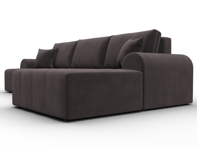 Диван угловой Лига-080 угол правый, Велюр, SEVEN 727 коричневый