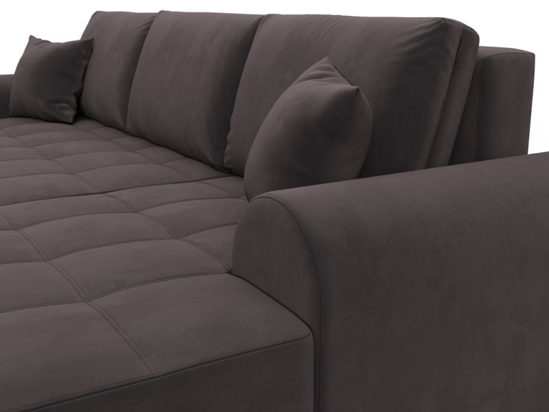 Диван угловой Лига-080 угол правый, Велюр, SEVEN 727 коричневый