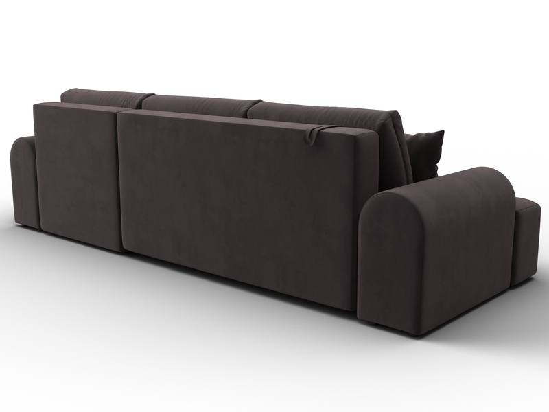 Диван угловой Лига-080 угол правый, Велюр, SEVEN 727 коричневый