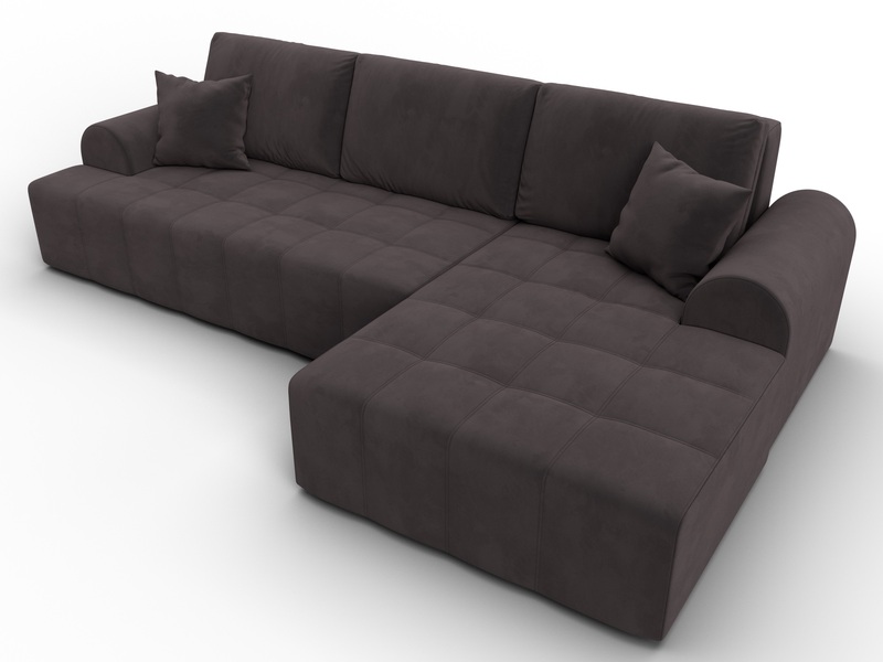 Диван угловой Лига-080 угол правый, Велюр, SEVEN 727 коричневый