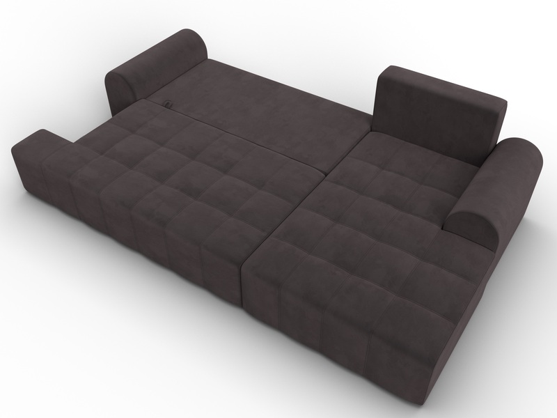 Диван угловой Лига-080 угол правый, Велюр, SEVEN 727 коричневый