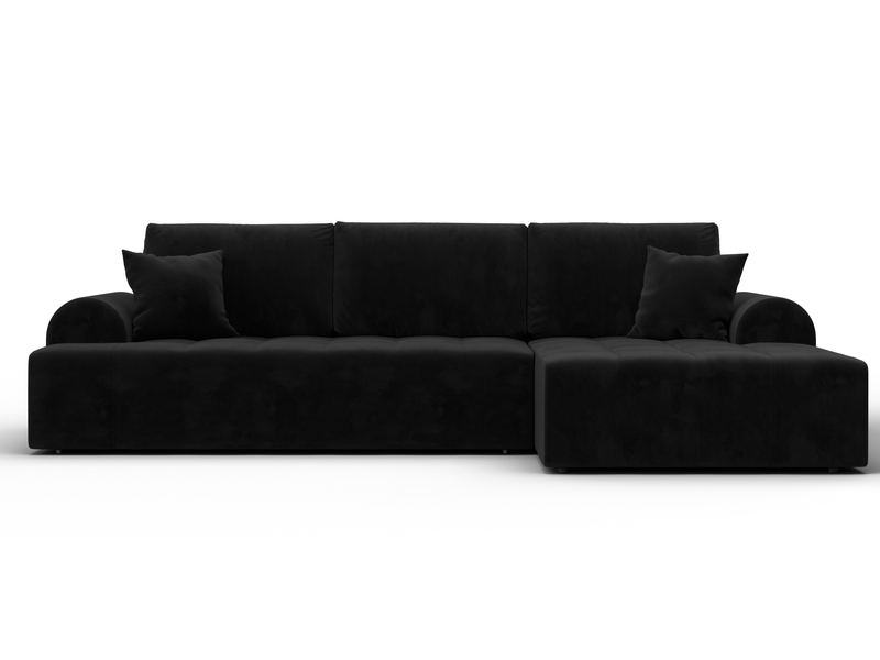 Диван угловой Лига-080 угол правый, Велюр, SEVEN 35 черный