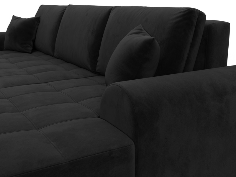 Диван угловой Лига-080 угол правый, Велюр, SEVEN 35 черный