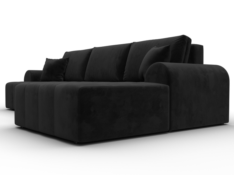 Диван угловой Лига-080 угол правый, Велюр, SEVEN 35 черный