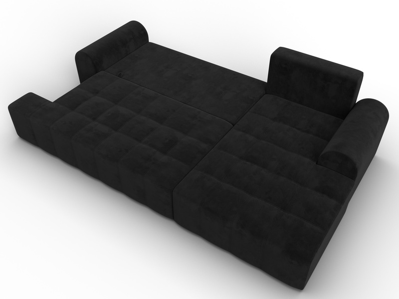 Диван угловой Лига-080 угол правый, Велюр, SEVEN 35 черный