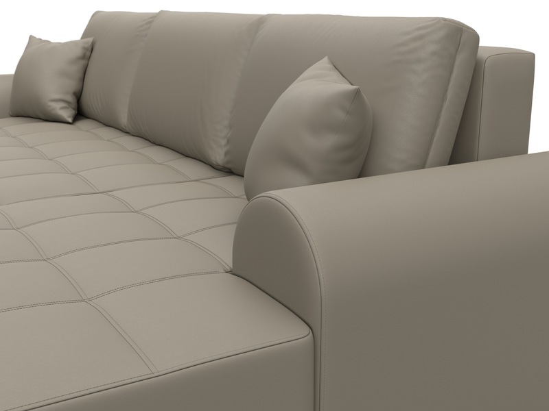 Диван угловой Лига-080 угол правый, Экокожа, GRIFON 4 бежевый