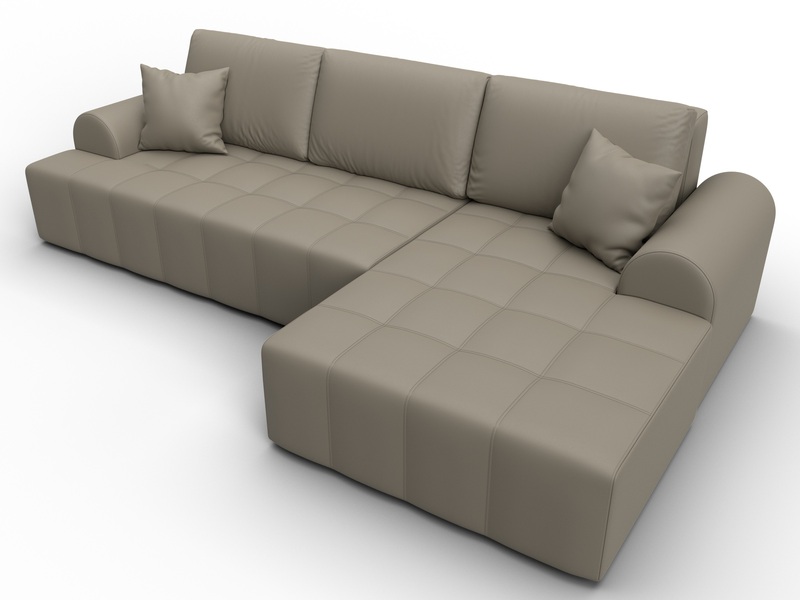 Диван угловой Лига-080 угол правый, Экокожа, GRIFON 4 бежевый