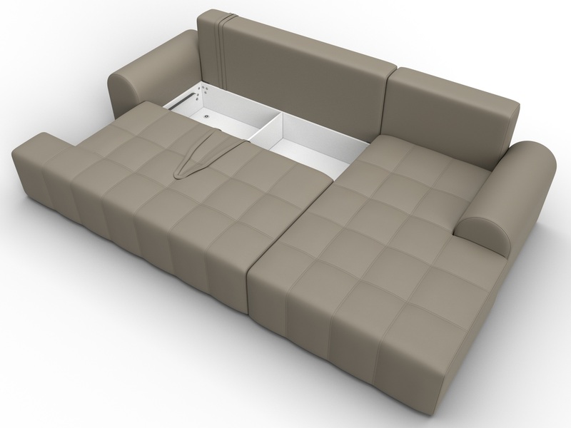 Диван угловой Лига-080 угол правый, Экокожа, GRIFON 4 бежевый