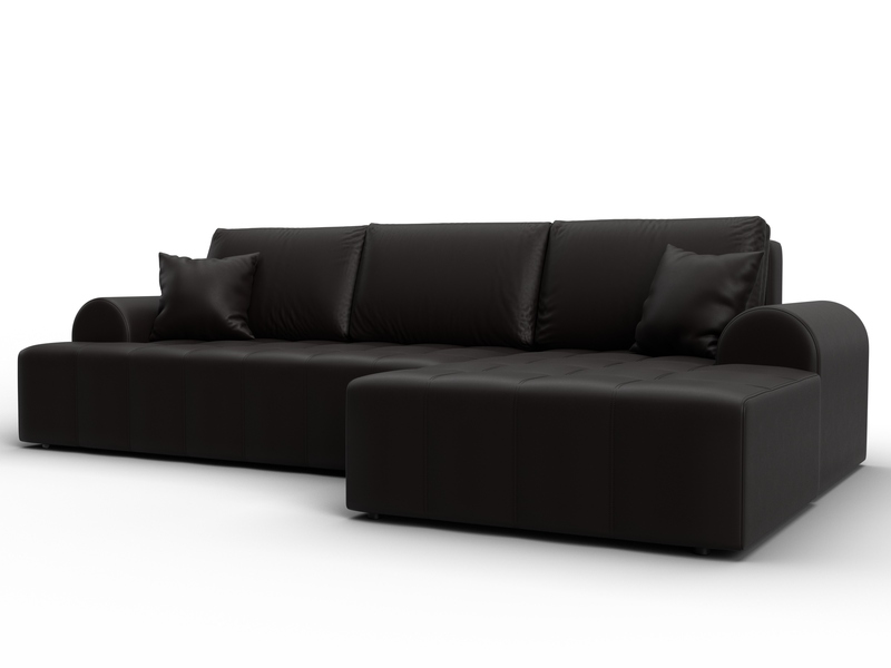 Диван угловой Лига-080 угол правый, Экокожа, GRIFON 12 коричневый