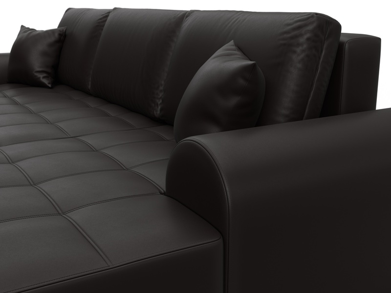 Диван угловой Лига-080 угол правый, Экокожа, GRIFON 12 коричневый