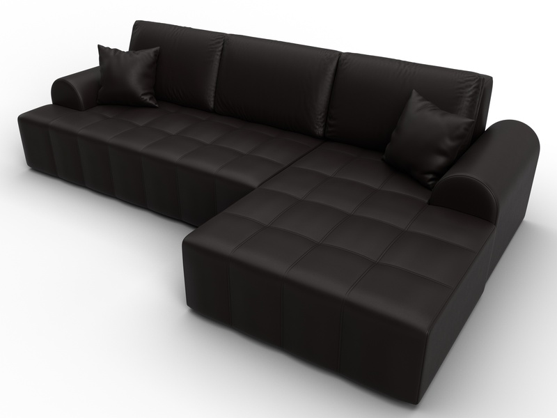 Диван угловой Лига-080 угол правый, Экокожа, GRIFON 12 коричневый