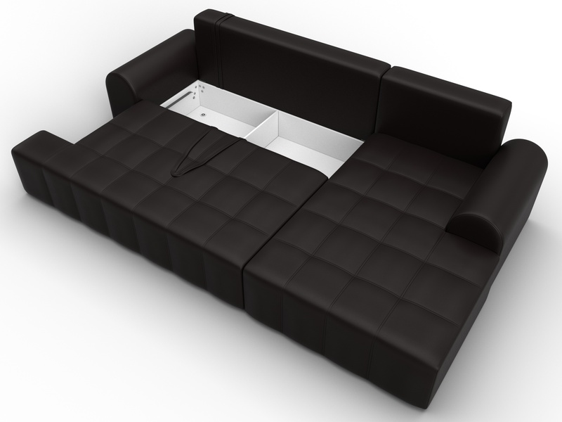 Диван угловой Лига-080 угол правый, Экокожа, GRIFON 12 коричневый