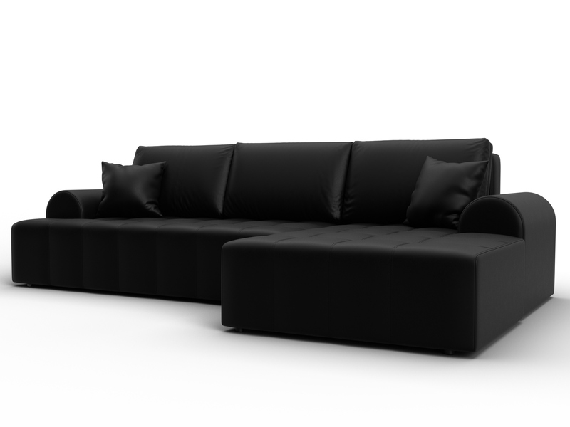 Диван угловой Лига-080 угол правый, Экокожа, GRIFON 18 черный