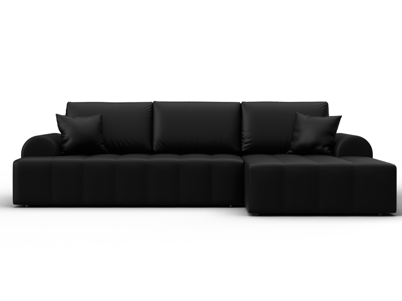 Диван угловой Лига-080 угол правый, Экокожа, GRIFON 18 черный