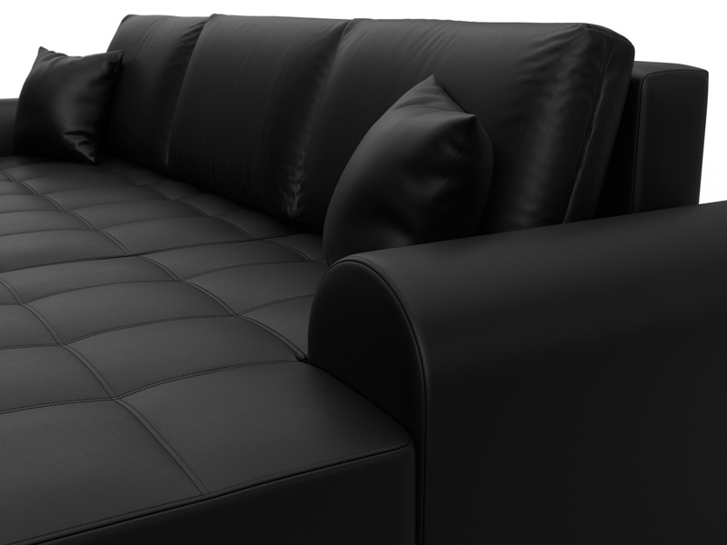 Диван угловой Лига-080 угол правый, Экокожа, GRIFON 18 черный