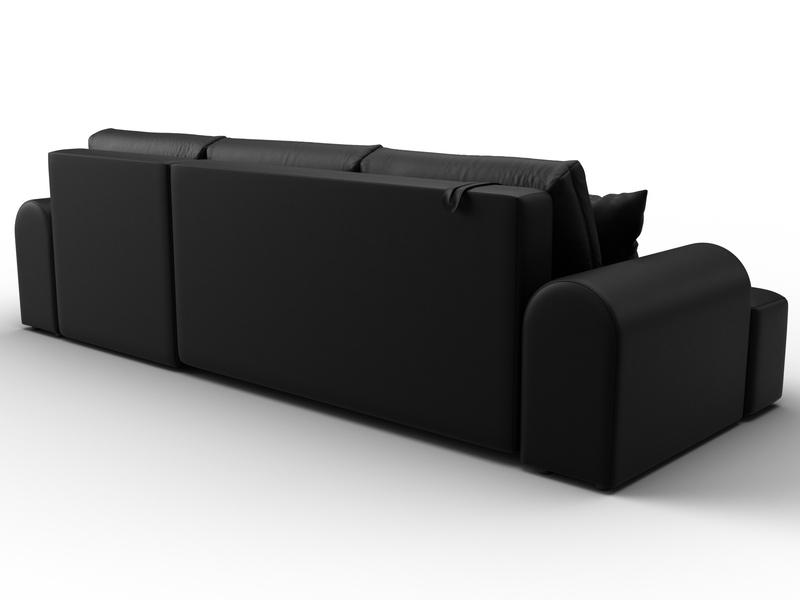 Диван угловой Лига-080 угол правый, Экокожа, GRIFON 18 черный