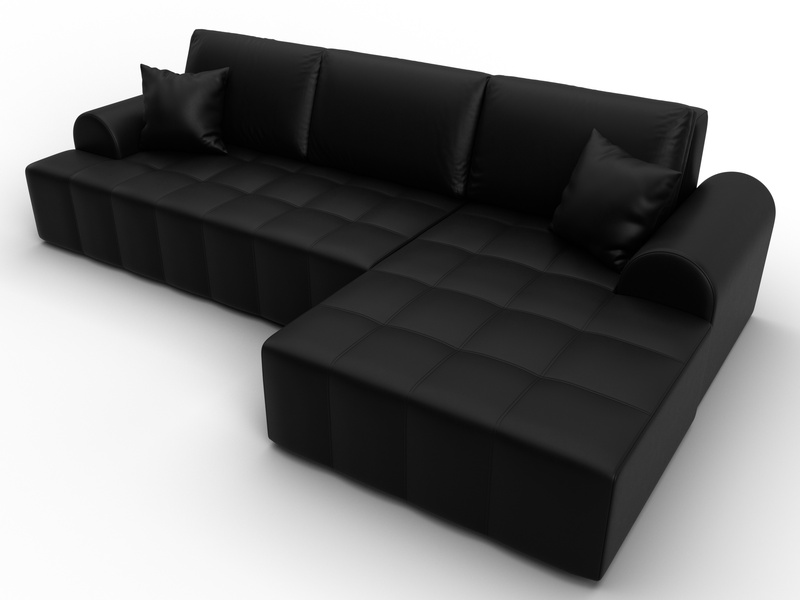 Диван угловой Лига-080 угол правый, Экокожа, GRIFON 18 черный